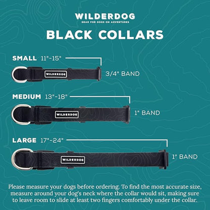 Wilderdog Waterproof Dog Collar - Repels Water & Dirt - Small 11"-15" - Black