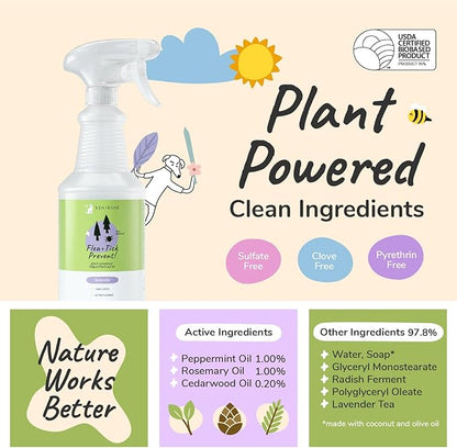 kin+kind Flea and Tick Prevention for Dogs – Plant Based Flea Spray with Rosemary, Lemongrass & Cedarwood Oil – Pet Supplies for Bugs and Pests – Flea & Tick Pet Spray Prevention - Lavender 32 fl oz