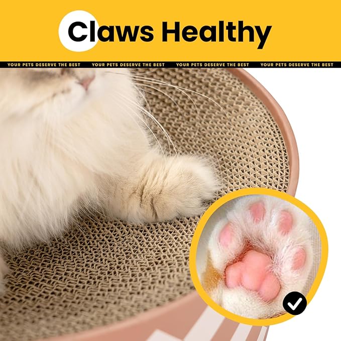 Conlun Oval Cat Scratcher Bed, 2-in-1 Cat Scratching Board, Natural Corrugated Cardboard Scratch Pad Lounge, Sealed Base Traps Debris,No Assembly Kitty Furniture,Stylish Colors Blends Any Home Decor
