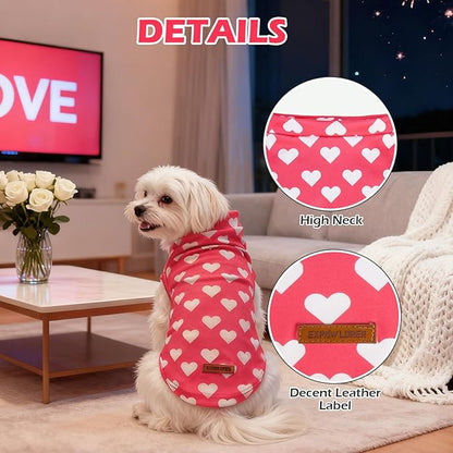 EXPAWLORER Soft Cat Sweater - Sweaters for Cats Only Warm Kitten Clothes, Fall and Winter Pet Coat Pullover Design, Fleece Sweatshirt Clothing Also for Puppy Small Dogs, Pink Heart L