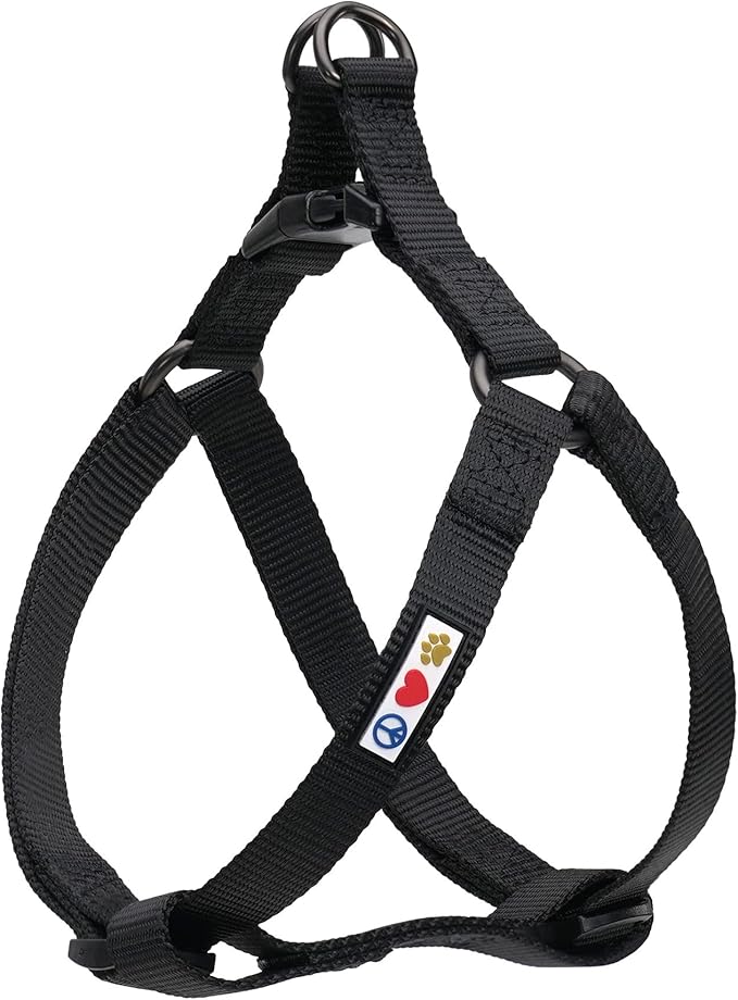 Pawtitas Solid Step-in Dog Harness – Adjustable No-Pull Vest for Puppies to Seniors, Safe & Comfortable XS Black