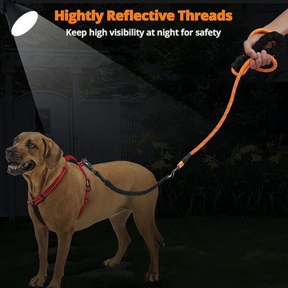 Long Dog Leash 30 FT: Heavy Duty Rope Leashes for Dogs Training with Swivel Lockable Hook Reflective Threads Bungee and Padded Handle - Dog Lead for Large Small Medium Dogs Outside Walking Hiking