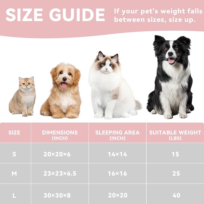 Zerbuger 23in Pink Round Cat Dog Bed for Large Medium Small Dogs Cats, Machine Washable Sleeping Sofa, Non-Slip Bottom Breathable Soft Calming Pet Cuddler for Indoor/Outdoor/Car/Cage