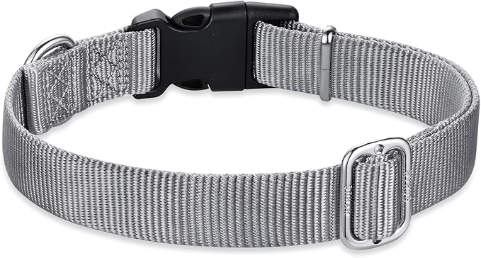 Hyhug Medium Dog Collar:Heavy-Duty Quick-Release Nylon Buckle, Adjustable & Durable, Cute Dog Collar (Medium, Sleet Gray)