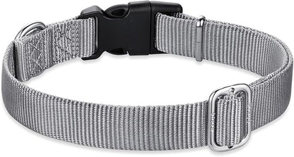 Hyhug Dog Collar for Large Dogs, Heavy Duty | Quick Release Nylon Buckle Collar, Adjustable & Durable Pet Supplies for Boy & Girl Dogs (Large, Sleet Gray)