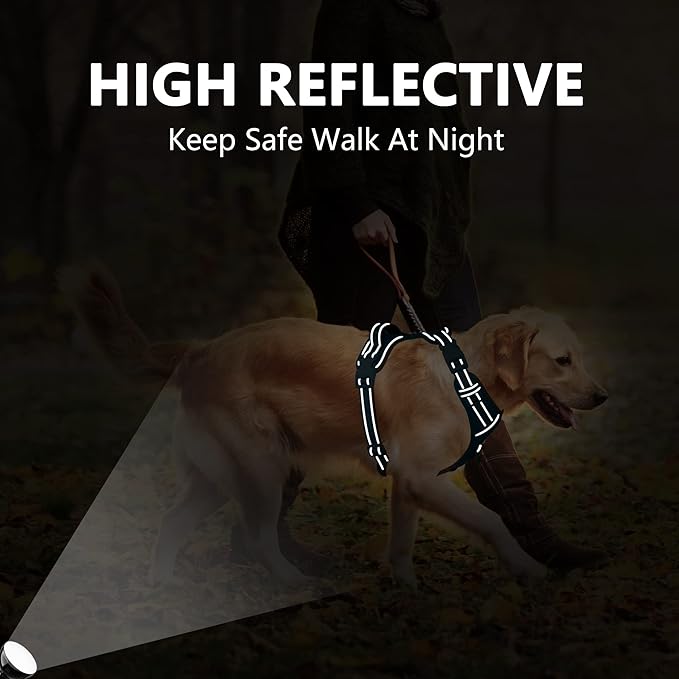 PoyPet No Pull Dog Harness, No Choke Reflective Dog Vest, Adjustable Pet Harnesses with Easy Control Padded Handle for Small Medium Large Dogs(Light Purple Matching Trim,S)