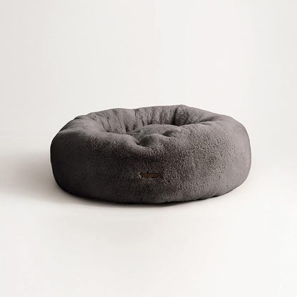UnHide Floof Pet Bed - Medium (28" x 10") - Extra Soft Dog Bed - Removable Faux Fur Cover - Machine Washable - Helps Ease Pet Anxiety & Provides The Perfect Sleep - Charcoal Charlie