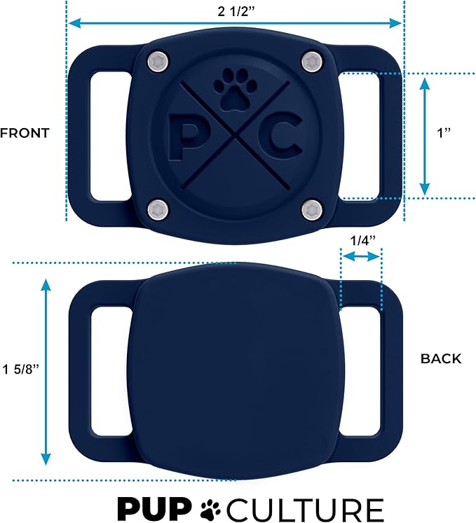 Pup Culture IP68 Waterproof AirTag Dog Collar Holder | 2.5X Stronger Than Competitors - Track Your Pet Using Apple AirTag Technology Without a Subscription | Dustproof - Doesn’t Hurt Your Collar