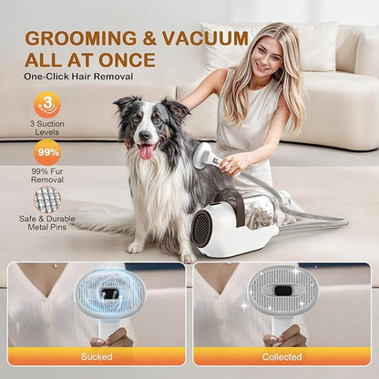 Ozumek Dog Grooming Vacuum, Dog Grooming Kit with Pet Clipper Nail Grinder, 6 Pet Grooming Tools (Mushroom)