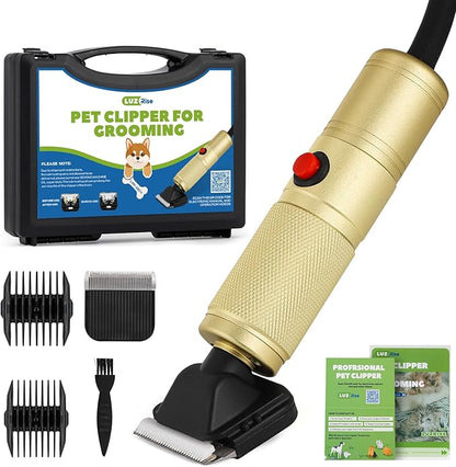 Luzrise Pet Grooming Clippers 280W for Thick Heavy Coats, 2000-6000rpm Stepless Speed Control & 10ft Power Cord, Low Noise< 50db, Dog Trimmer Kit with Extra Detachable Blade (280W)