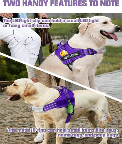 AUROTH Dog Harness and Leash Set, Soft Padded Service Dog Vest with 5.25FT Dog Leash, No Choke, Easy On Pet Vest, Adjustable Reflective No Pull Dog Harness for Large Dogs, Easy Walking and Training