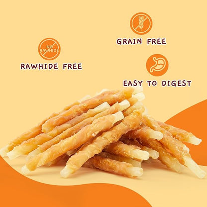 Jungle Calling Rawhide Free Dog Treats, Chicken Wrapped Cod Sticks for Dogs, Easily Digestible Long Lasting Dog Chews, Soft Dog Treats for Training Small Medium Dogs, 1.32 lb