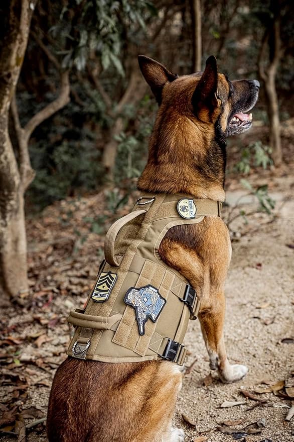 OneTigris Tactical Dog Harness with 5X Metal Buckle,Dog MOLLE Vest with Handle,No Pulling Front Clip,Hook and Loop Panel for Dog Custom Patch