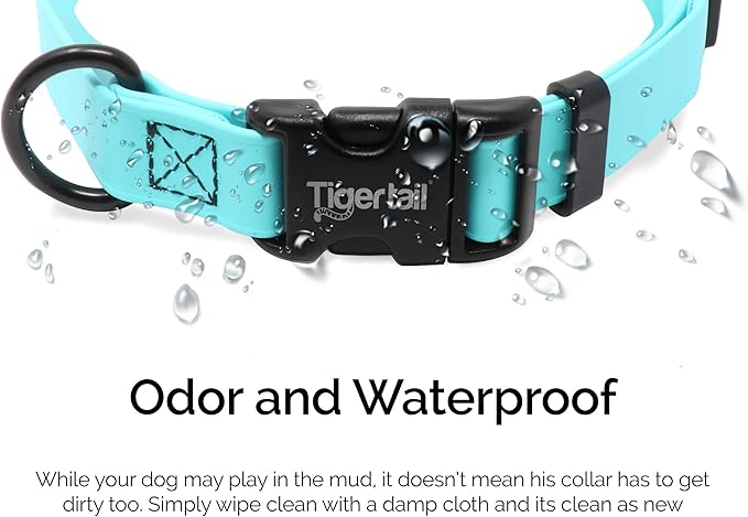 Tiger Tail X Small Sky Blue Dog Collar | Waterproof and Odor-Proof for Active Pets | Durable, Anti-Mat, and Lightweight Design | Made with Premium Coated Nylon | Suitable for Extra Small Breed Dogs