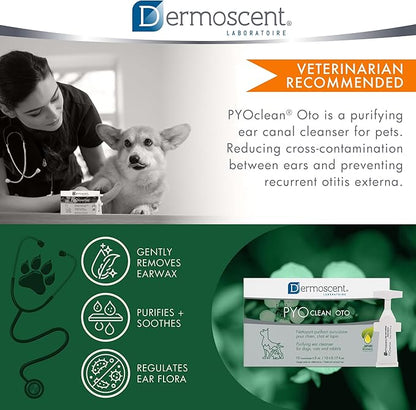 Dermoscent Pyoclean OTO Dog Ear Cleaner - Drops to Stop Head Shaking, Itchy & Waxy Ears - Non-Toxic - Ear Cleaning Solution for Dogs