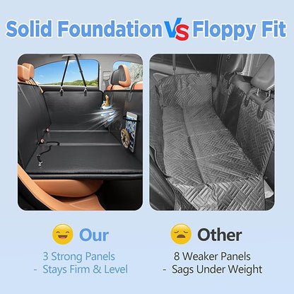 HOB4U Back Seat Extender for Dogs, PU Leather Dog Car Seat Cover for Back Seat with Hard Bottom, 100% Waterproof, Scratch Proof and Anti Slip Dog Hammock for Cars and SUVs, Holds 400 lbs