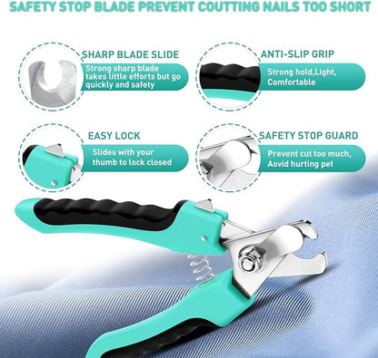 WOPQAEM 5 PCS Self Cleaning Slicker Brush & Pet Grooming Rake & Bath Brush & Nail Clippers & Pet Comb for Dogs and Cats,Professional Deshedding Dematting Tool for Long and Short Haired Pets