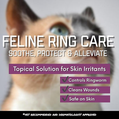 Feline Ring Care | Control & Help with Cat Ringworm, Mange, Dermatitis, Itchy Skin, Dog Paw Yeast. Also works on Dogs, Hamsters, Guinea Pigs, Rabbits, etc. Spray for Cats and Itch Relief (Makes 32 oz)