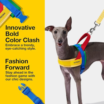 VETRESKA MoMA Dog Harness and Leash Set, Easy Walk Dog Harness for Small Medium Dogs, No Pull Puppy Harness for Walking and Training, Adjustable, Take Control & Anti-Twist Pet Lead Combo(Yellow, XS)