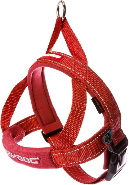 EzyDog Quick Fit Dog Harness – No Pull Harness for Training, Everyday Walking, and Easy Control - Adjustable Fit, Reflective, and Padded (Large, Red)