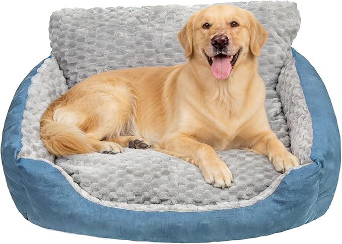 Big Dog Bed for Large Sized Dogs with Soft Plush Cushion, Machine Washable High Backrest Bed, XL Round Pet Sofa with Non-Slip Bottom,Year-Round Comfort for Dogs Up to 99 lbs