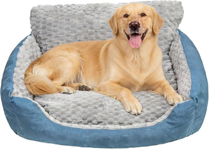 Big Dog Bed for Large Sized Dogs with Soft Plush Cushion, Machine Washable High Backrest Bed, XL Round Pet Sofa with Non-Slip Bottom,Year-Round Comfort for Dogs Up to 99 lbs