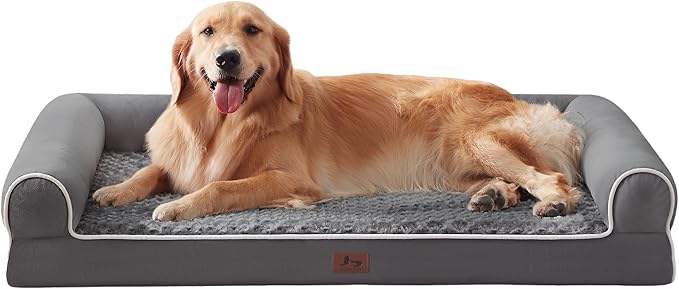 Warmrest Large Dog Beds Large Sized Dogs 48x35x8 Inch, Orthopedic XXL XL Dog Bed for Medium Size Dogs, Big Waterproof Couch Sofa with Removable Washable Cover for Pet, Dark Grey