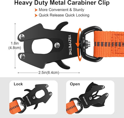 YSZYPETHE Heavy Duty Dog Leash, 4-6 Ft Shock Absorbing with Heavy-Duty Seatbelt Buckle & Dual Handles - No Bungee, for Medium to Large Dogs (Orange)