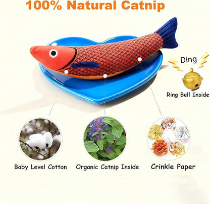 LNOVANT 4-Pack Cat Toys for Indoor Cats: Interactive Catnip Silvervine Toys with Mice, Balls & Saury Fish for Chewing and Scratching - Kitten Toys, Catnip, Cat Stuff and Supplies