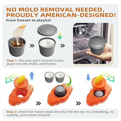 Interactive Dog Toys for Aggressive Chewers, Indestructible Dog Toy to Keep Them Busy, Durable Dog Chew Toys for Large & Medium Breeds, Frozen Enrichment Treat Holder for Anxiety Relief