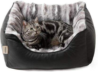 Rectangle Washable Orthopedic Dog Bed for Small, Medium Dogs, Soft Calming, Sleeping Puppy Bed Durable Pet Cuddler with Anti-Slip Bottom, S (24"x20"x10") (Black, Small) (Black, Small)