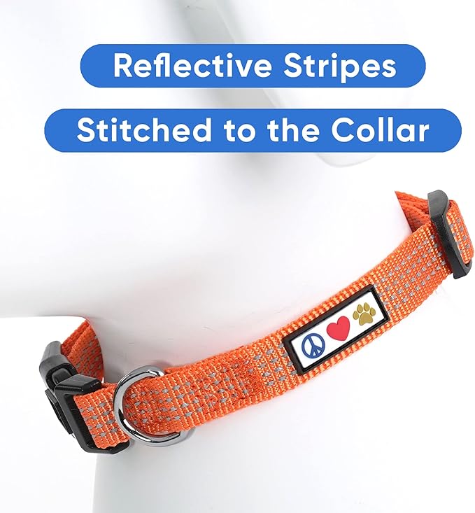 Pawtitas Reflective Dog Collar Adjustable Dog Collars for Large Dogs Puppy Collar Large Dog Collar Orange Dog Collar