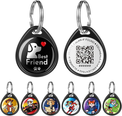 QR Code Dog Tag and Cat Tag, Scan to Reunite Faster, Waterproof and Durable, Lightweight and Quiet, Updatable Contact Info, with Best Friend Design