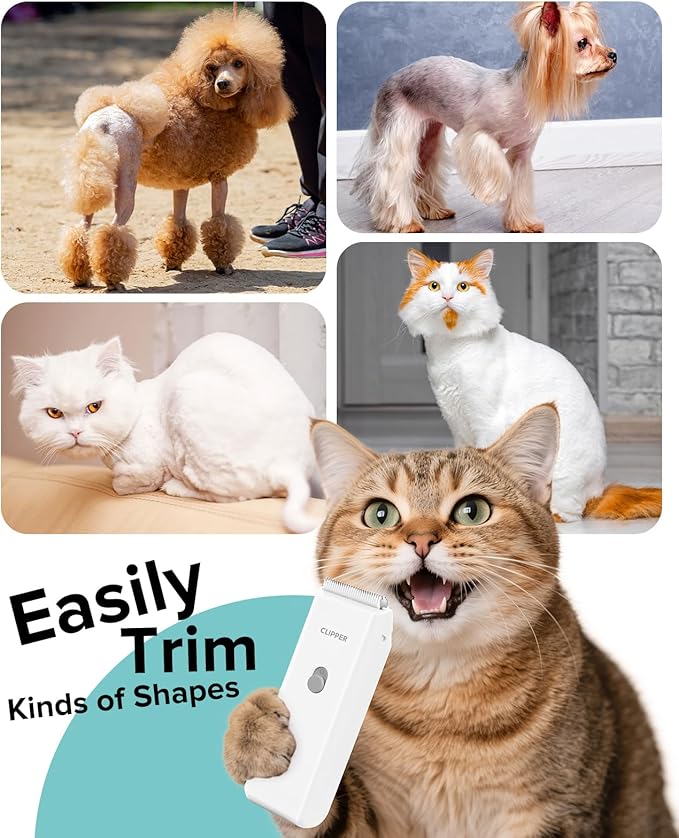 Tawiijou Pet Clippers for Dog Hair Grooming Low Noise, Rechargeable Cordless Cat Shaver with Ceramic Blade,Portable Pet Hair Trimmer for Matted & Long Hair