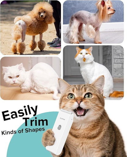 Tawiijou Pet Clippers for Dog Hair Grooming Low Noise, Rechargeable Cordless Cat Shaver with Ceramic Blade,Portable Pet Hair Trimmer for Matted & Long Hair