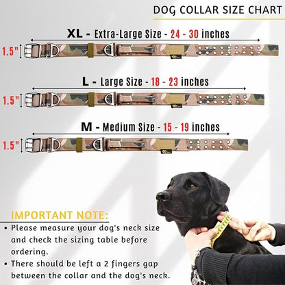 ADITYNA Heavy Duty Camo Dog Collar for Large Dogs - Collar with Handle for Training, and Walking - Wide, Thick, Tactical, Soft Neoprene Padded