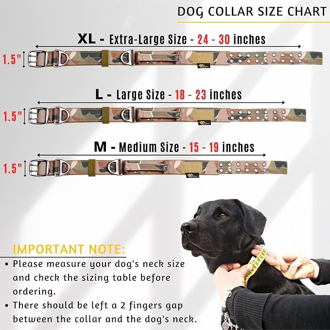 ADITYNA Heavy Duty Dog Collar for Extra-Large Dogs - Camo Big XL Collar with Handle for Training, and Walking - Wide, Thick, Tactical, Soft Neoprene Padded