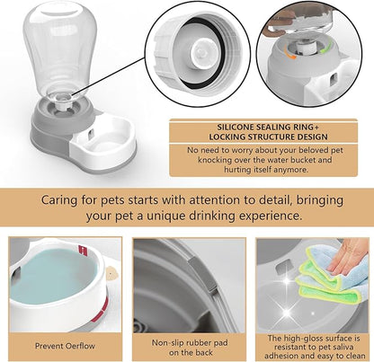 STALTWO 1.58 Gallon Automatic Dog Water Bowl Dispenser - Staltwo Premium Pet Water Dispenser with Non-Slip Mat, Large Capacity Water Feeder for Cats and Dogs, BPA-Free, 1.58 Gallon Grey