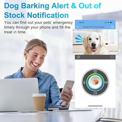 Iseebiz Pet Camera Treat Dispenser, 2 Way Audio Talk Listen, 5G WiFi, 1080P Night Vision Cat Dog Cam, App Control Tossing, Multi Devices Login, Compatible with Alexa, Play with Your Dogs and Cats