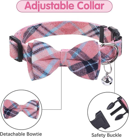 BINGPET Dog Harness Collar Leash Set,Adjustable No Pull Escape Proof Small Dog Harness,Classic Plaid Puppy Harness and Leash Set for Small Medium Large Dogs Training Easy Walk Running(Pink,M)