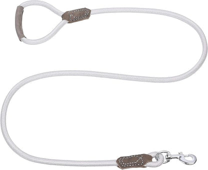 Mile High Life | Premium Leather Dog Leash | Strong Rope Leash | Leather Handle | Zinc Alloy Strong Clasp | Small Medium Large Dogs | 4/5/6 Feet(Sliver, 48 Inch (Pack of 1))