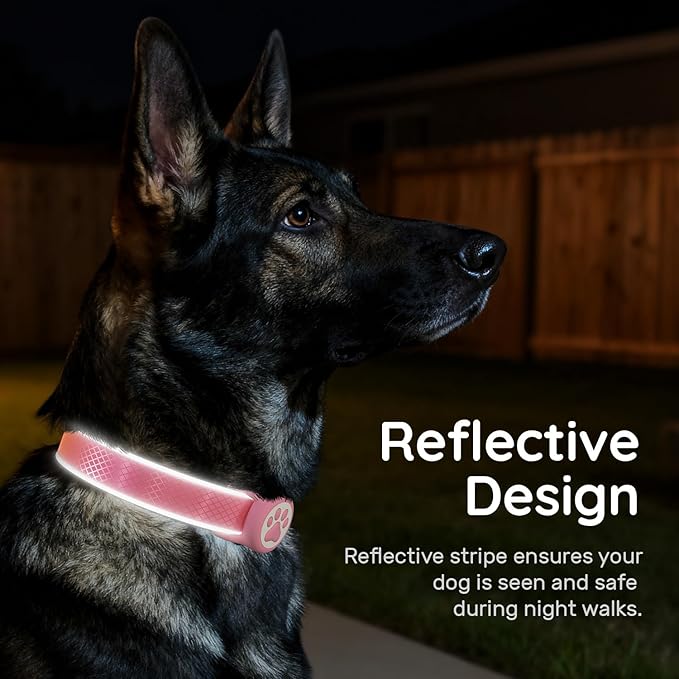 Airtag Dog Collar, IPX8 Waterproof Air Tag Dog Collar Holder | Reflective Ultra-Durable | Soft Padded | Safety Locking Buckle | Fit Miedium Dogs (Neon Pink M(12.6"-19.6"))