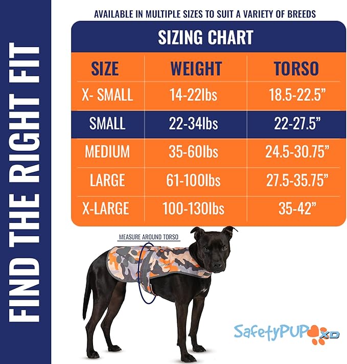 SafetyPUP XD Dog Reflective Vest – Hi-Vis Fluorescent Visibility That Helps to Safeguard Your Pet On/Off Leash in Urban & Rural Areas (Camo, Small)