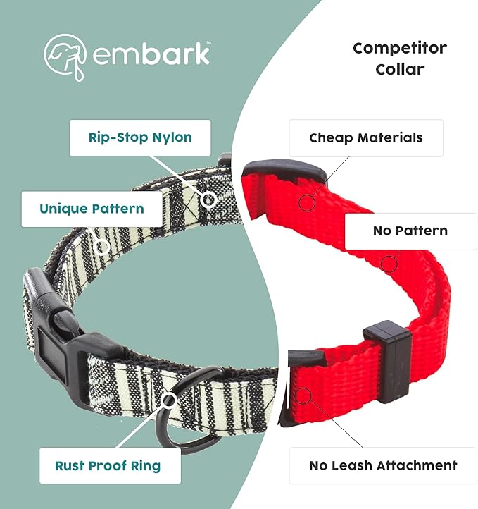 Embark Adventure Dog Collar – Stylish & Durable Nylon Dog Collars for Large Dogs, Comfortable Pet Collar, Collars for Large Breed Dogs with Strong Buckles. Adjustable Big Dog Collars for Large Dogs