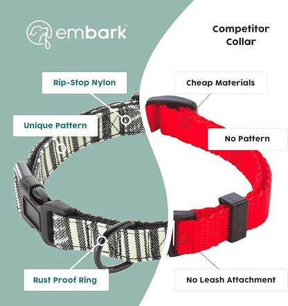 Embark Adventure Dog Collar – Stylish & Durable Nylon Dog Collars for Small Dogs, Comfortable Pet Collar, Small Dog Collars for Male & Female Dogs with Strong Buckles. Adjustable Small Dog Collars