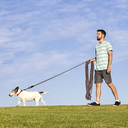 Long Dog Leash for Training 15Ft-Reflective Nylon Rope with Swivel Hook-Recall Agility Lead for Large Small Medium Dogs Outside Walking Hiking-Brown Diam 1/2"