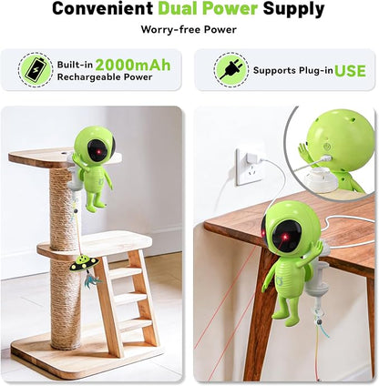 ORSDA Laser Cat Toys for Indoor Cats, 2 in 1 Interactive Automatic Dual Laser & Catnip UFO Dangler for Kitten Toys, Truly Random Trajectory Radar Motion-Activated, Rechargeable 4 Modes, Clamp Design
