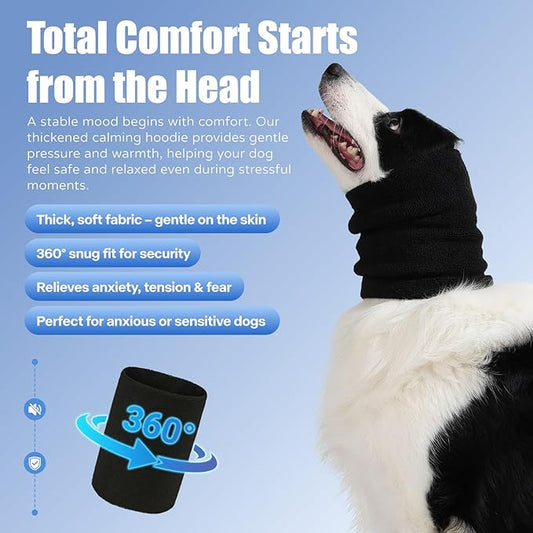 3 Pack Bundle (S, M, L) Dog & Cat Calming Band Cat Anxiety Relief Cover,Double Layer Thickened Elastic Neck Band Ear Muffs for Anxiety Relief/Noise Protection,Grooming,Thunder,Fireworks