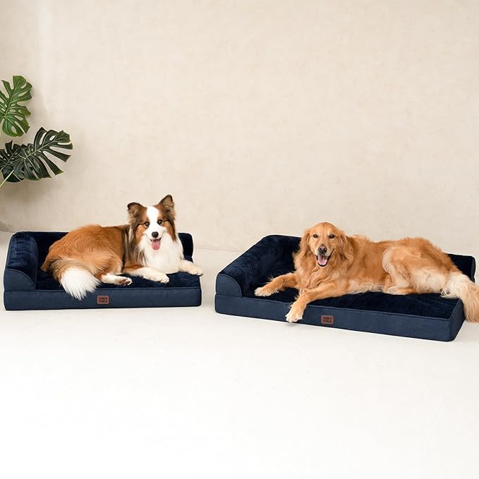 EHEYCIGA XXL Dog Bed Memory Foam, Orthopedic Giant Dog Bed Jumbo with Washable Removable Cover, Waterproof Pet Sofa Couch with Nonskid Bottom, 48x35x7.5, Navy Blue