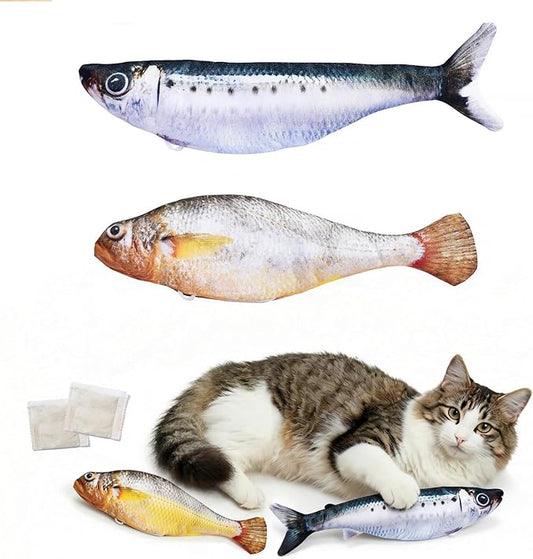 Realistic Floppy Fish Cat Toy with Catnip Toys for Cats Interactive Cat Toys for All Breeds Tap-Activated 3 Flapping Mode Sardine/Yellow Croaker,7.1 Inches,with Catnip,Rechargeable